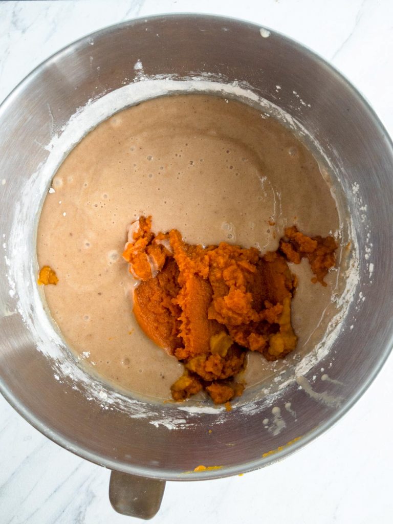 Add pumpkin to batter