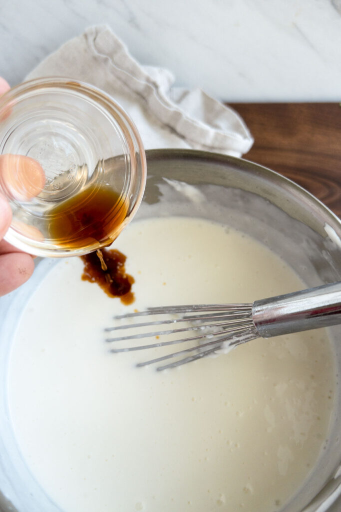Adding vanilla to panna cotta