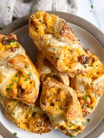 Scrambled Egg, Bacon & Cheese wrapped in puff pastry bundle