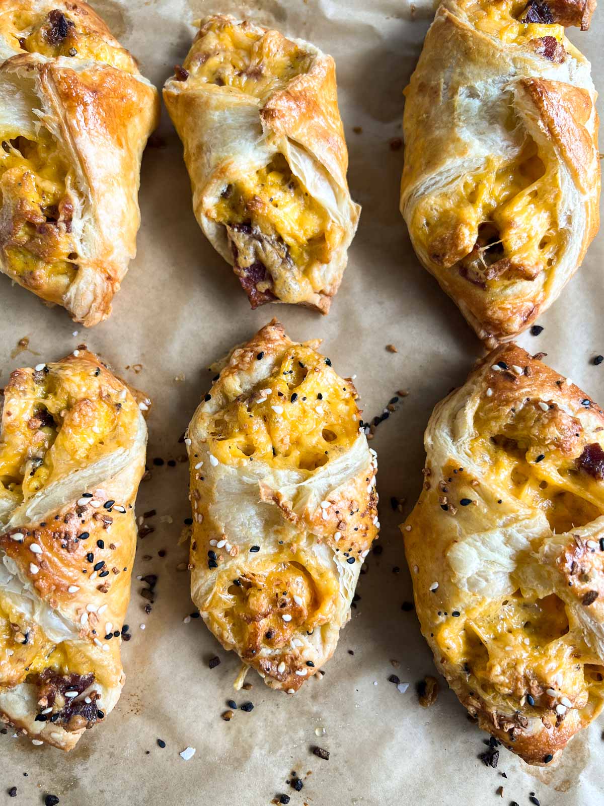 Egg, Bacon , and cheese wrapped in puff pastry 