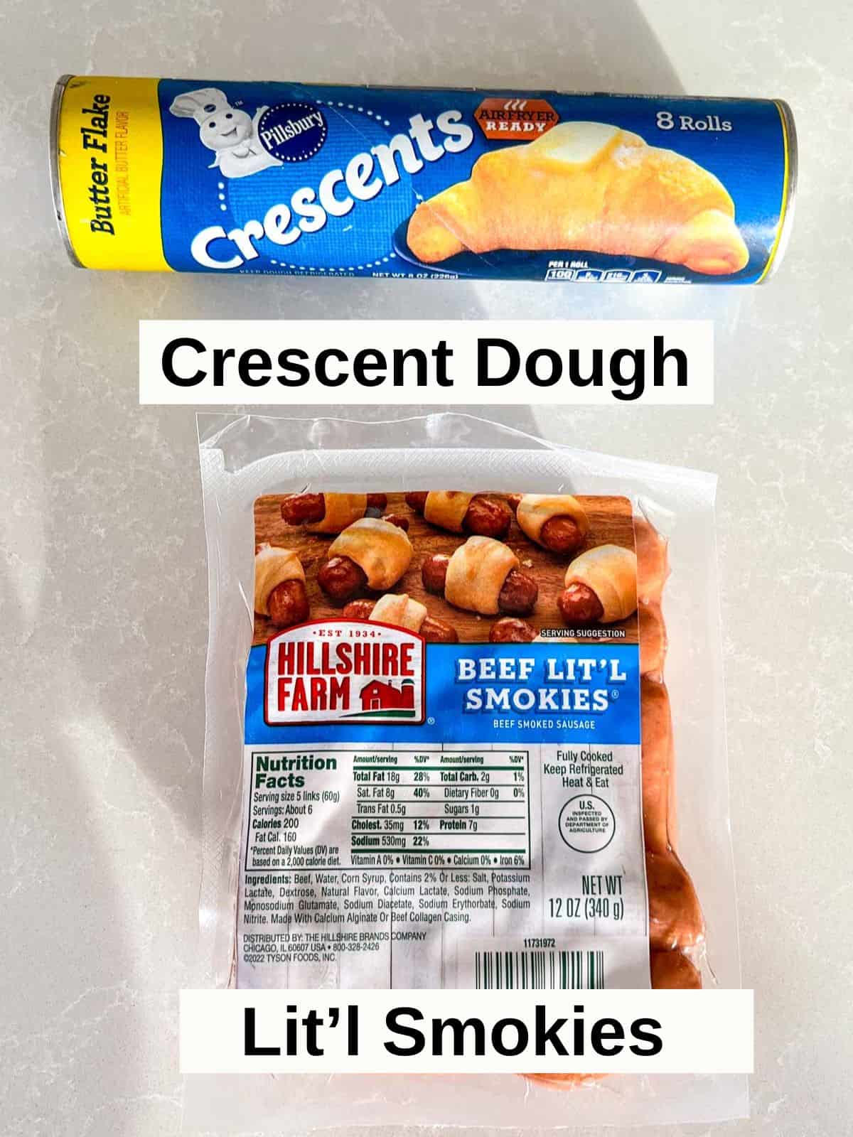 1 can of crescent dough and a package of little smokies