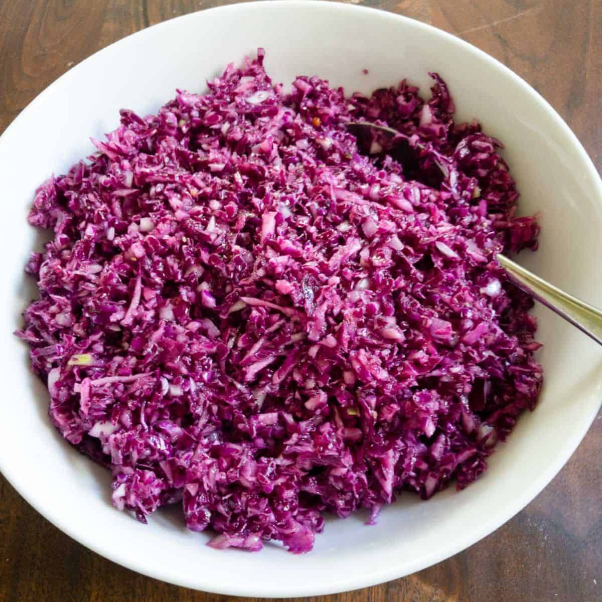 Red Cabbage Slaw-Budget Friendly and Easy - Gitta's Kitchen